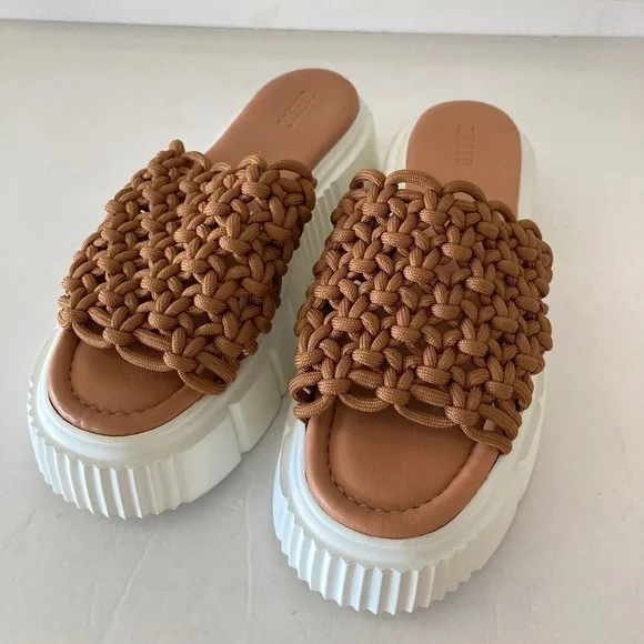NWOT Maeve Anthropologie Crochet Rope Brown Platform Sandals Sz 36